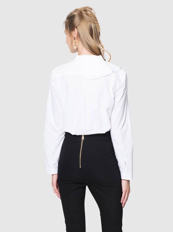  Önü Fırfır Detaylı Bluz Beyaz - 3