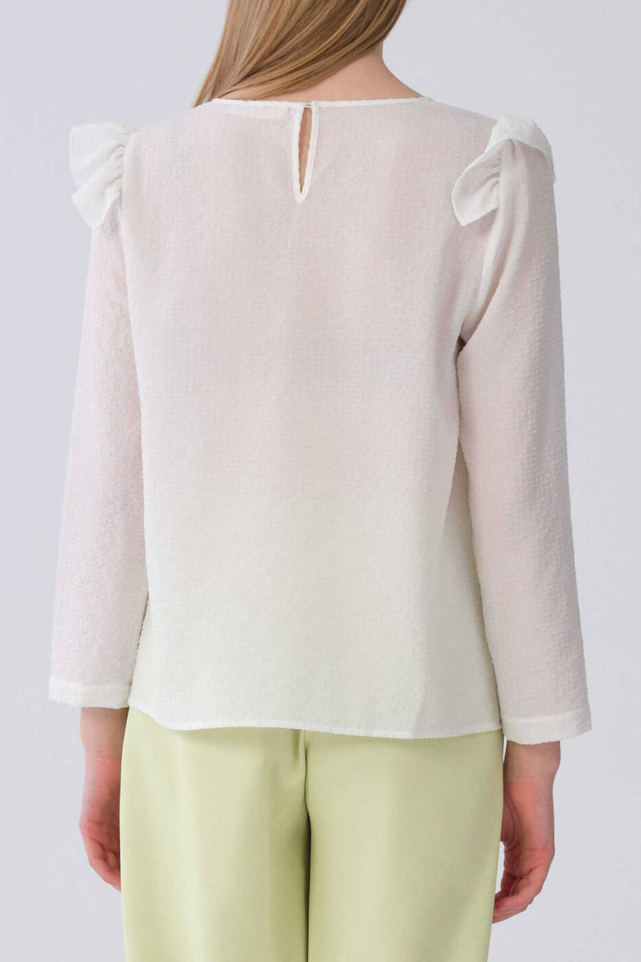 Önü Fırfırlı Bluz Beyaz - 2
