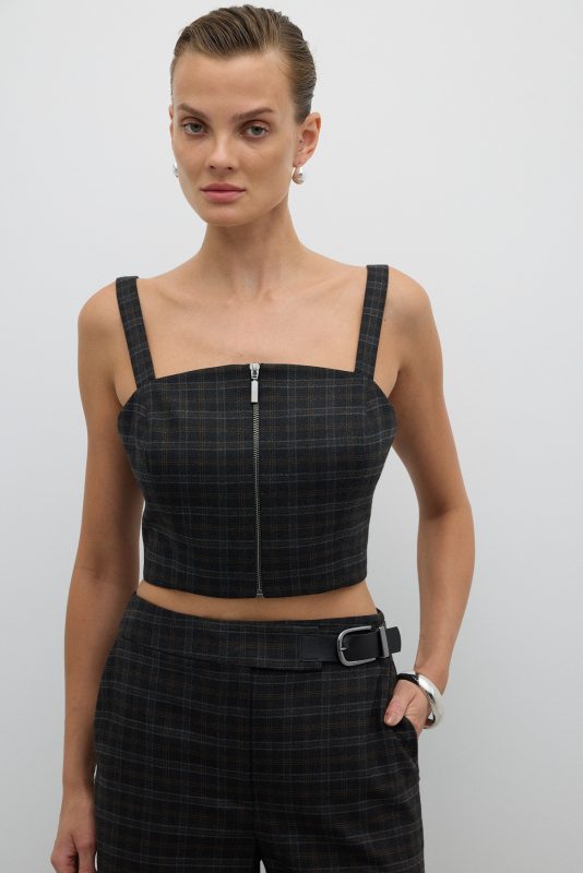 Önü Metal Fermuarlı Büstiyer Antrasit - 1