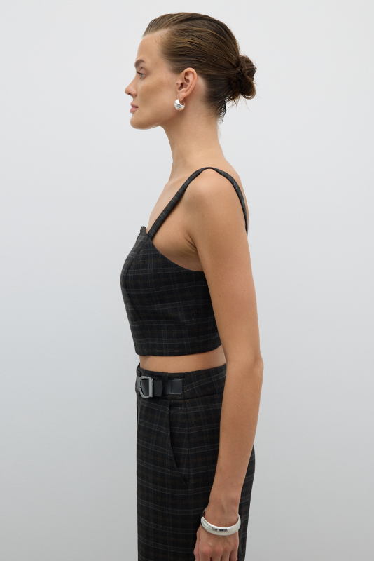 Önü Metal Fermuarlı Büstiyer Antrasit - 3