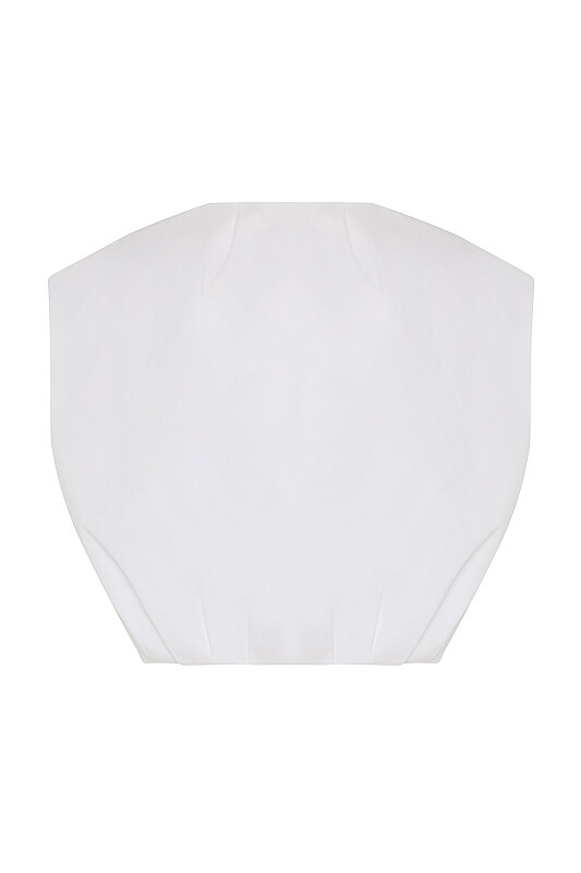 Organik Pamuk Bağcık Detaylı Crop Bluz Beyaz - 6