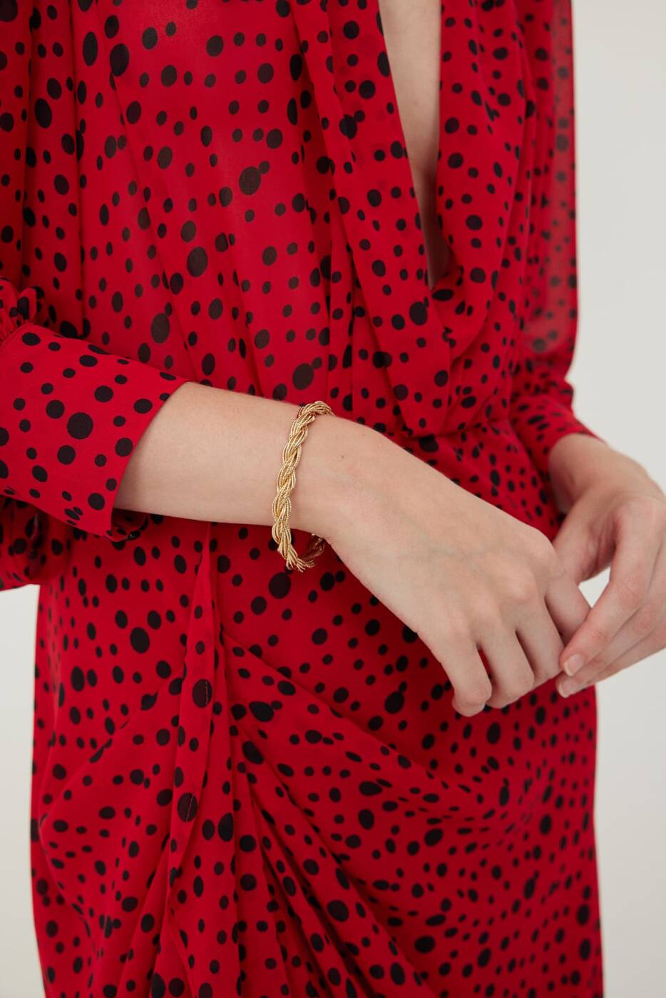  Knitted Patterned Gold Bracelet Original - 1