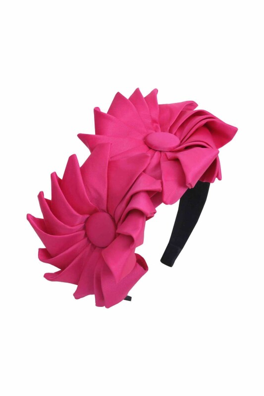  Origami Çiçekli Tafta Taç Fuşya - 3