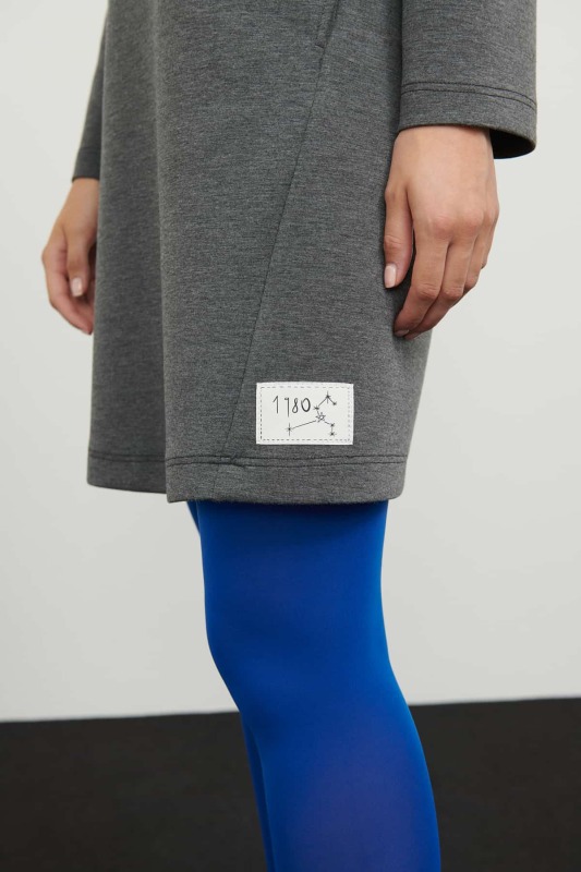 Crew Neck Long Sleeve Dress Grey - 4