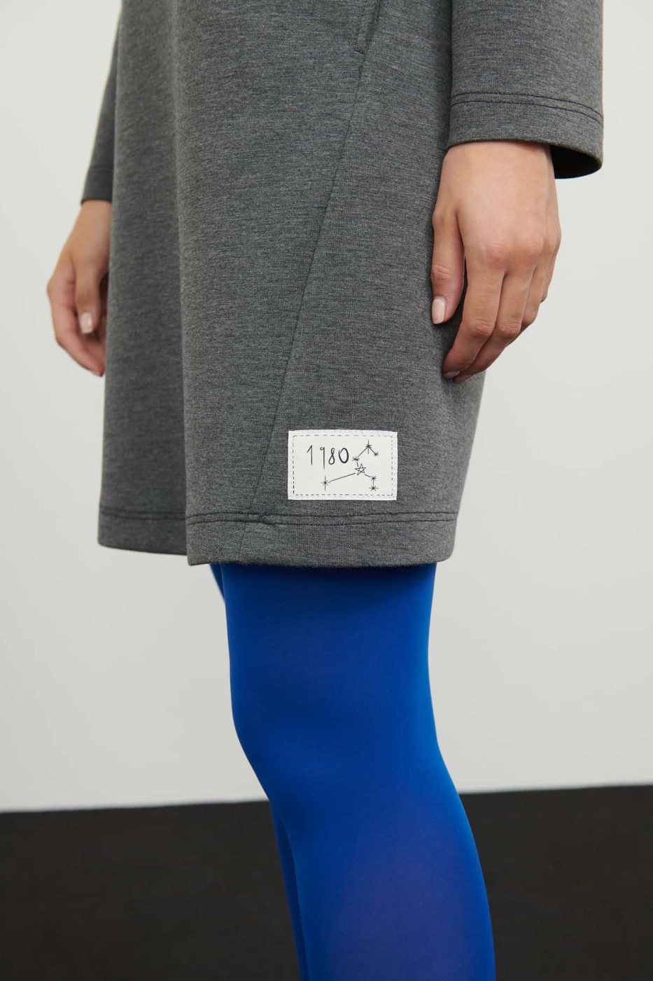 Crew Neck Long Sleeve Dress Grey - 4