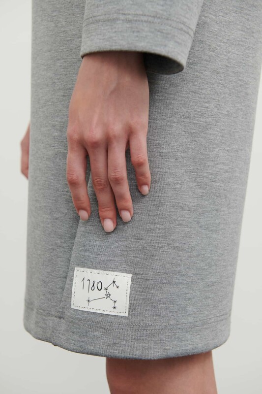 Crew Neck Long Sleeve Dress Grey - 4