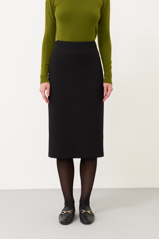 Örme Midi Boy Etek Siyah - 3