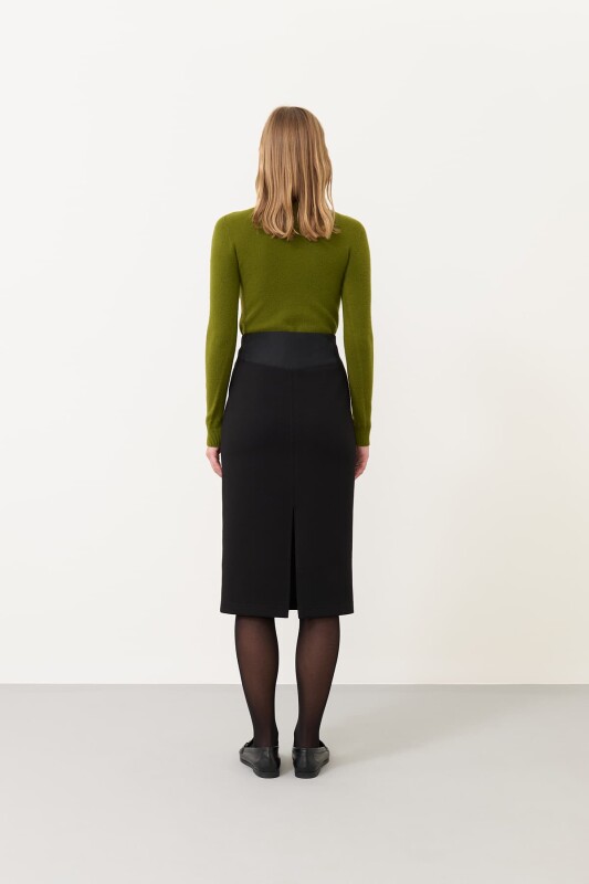 Örme Midi Boy Etek Siyah - 2