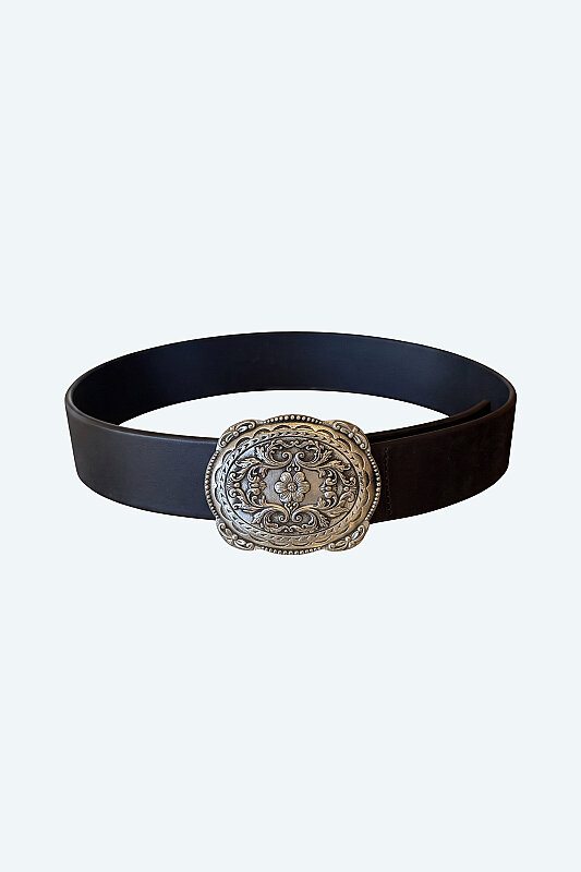 Oval Tokalı Kemer Siyah - Roman