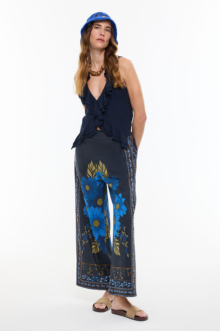 Oversize Çiçek Temalı Pantolon Standart Renk - 3