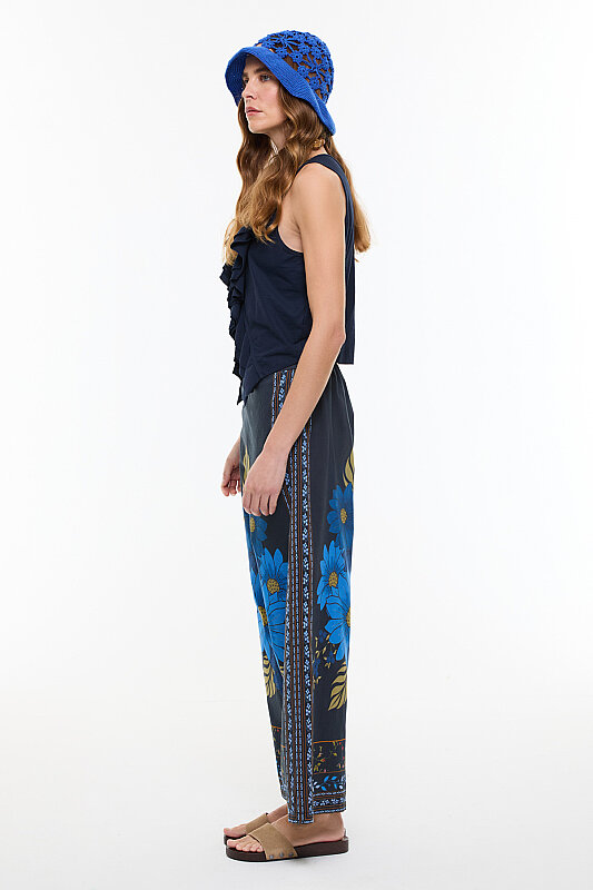 Oversize Çiçek Temalı Pantolon Standart Renk - 6