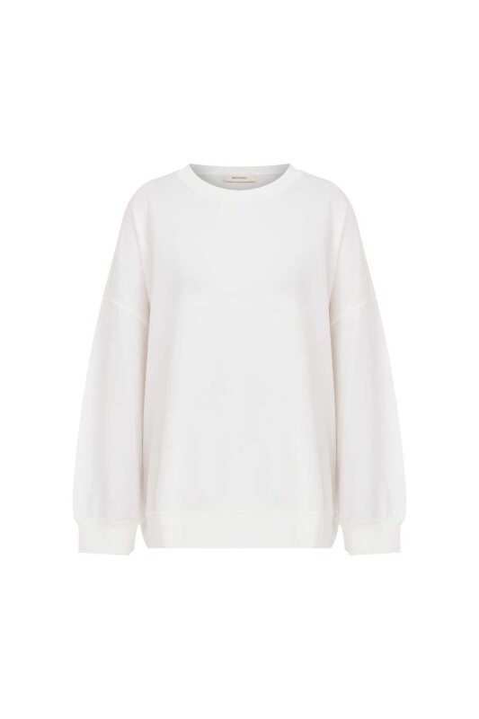  Oversize Fafanto Yazı Baskılı Sweatshirt Ekru - 4