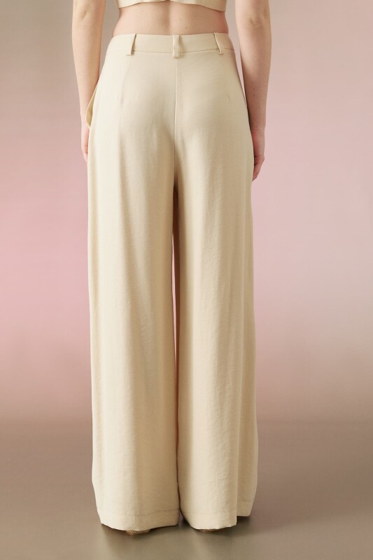 Palazzo Double Pleated Trousers Beige - Roman (1)