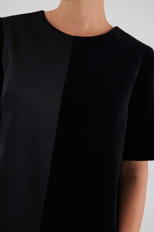  Parçalı Mini Elbise Siyah - 3