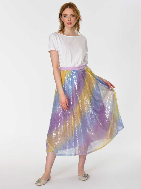 Parlak Kabarık Renkli Uzun Etek Standart Renk - 3