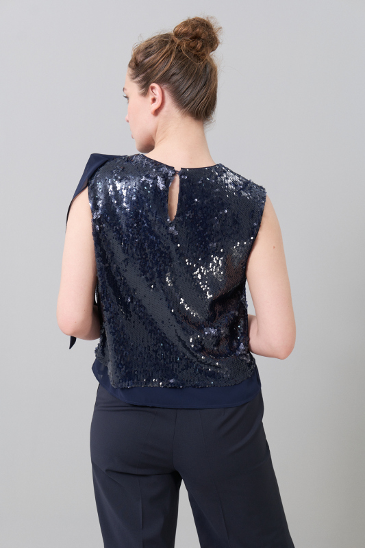 Payetli Bluz Lacivert - Roman (1)