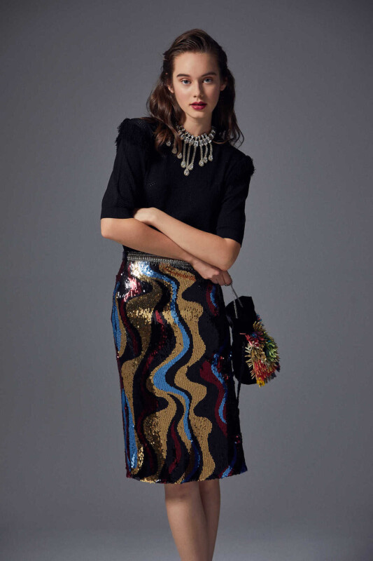  Payetli Desenli Renkli Etek Standart Renk - 4