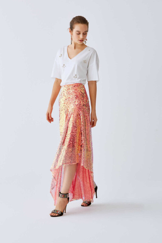  Payetli Mercan Uzun Etek Mercan - 4