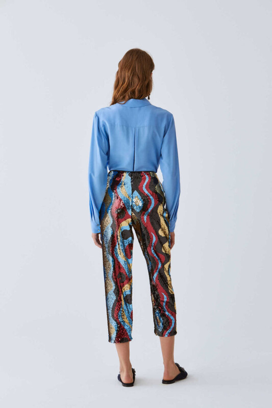  Payetli Renkli Kadın Pantolon Standart Renk - 2