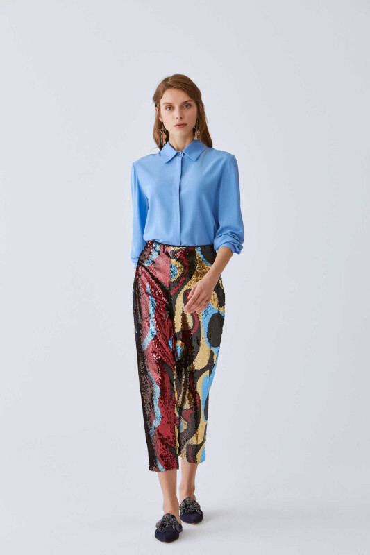  Payetli Renkli Kadın Pantolon Standart Renk - 1