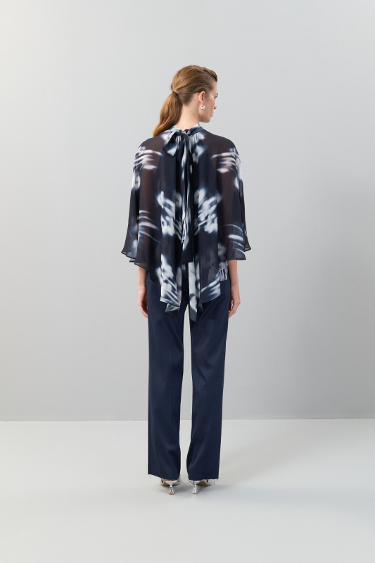 Pelerin Ve Bağlama Detaylı Bluz Standart Renk - 2