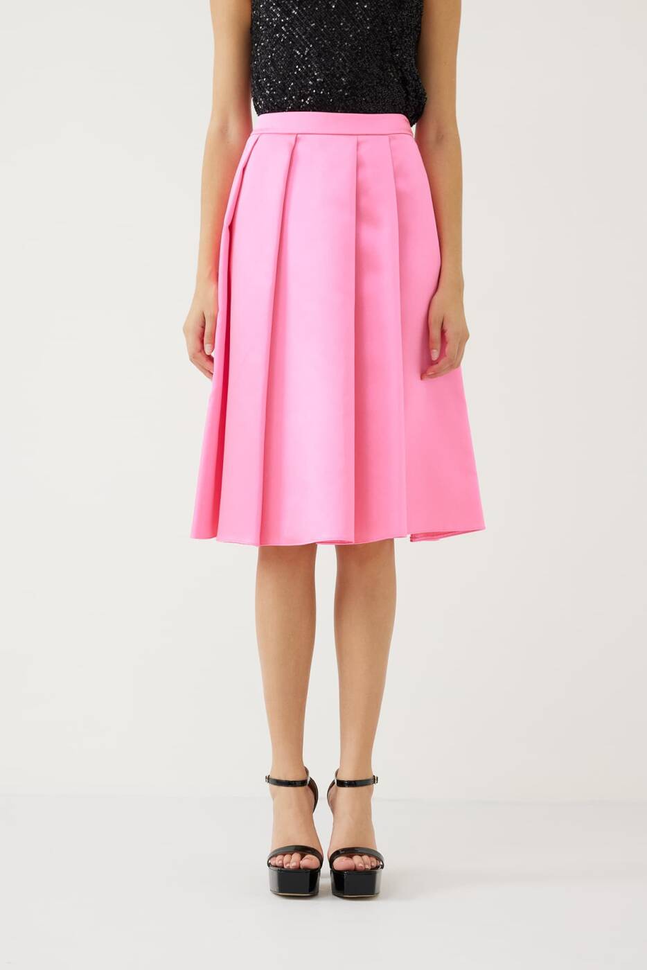 Saten Pileli Etek Pembe - 3