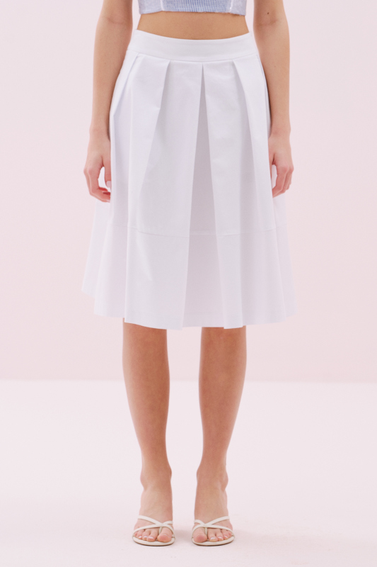 Pileli Midi Boy Etek Beyaz - 3