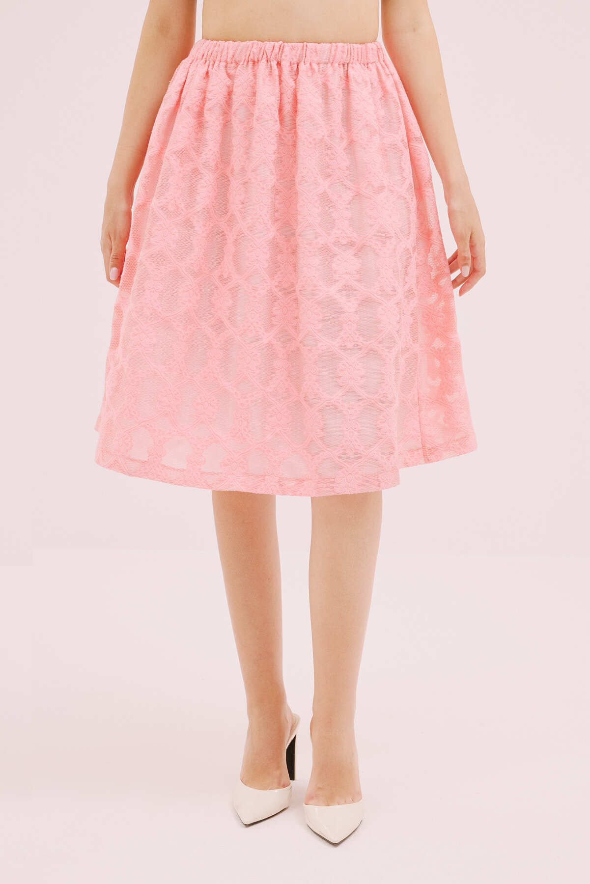 Pileli Midi Boy Etek Coral