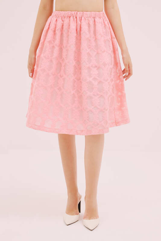 Pileli Midi Boy Etek Coral - 1