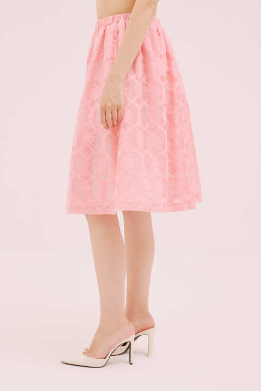 Pileli Midi Boy Etek Coral - 3