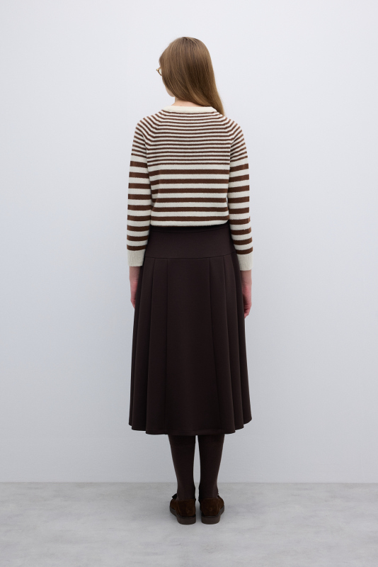 Pileli Midi Boy Etek Kahve - 2