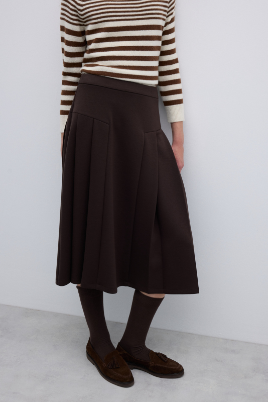 Pileli Midi Boy Etek Kahve - 4