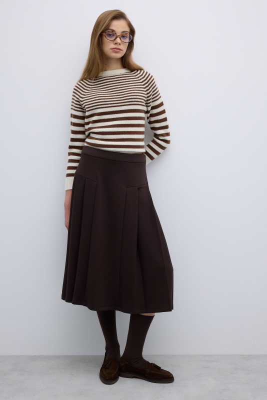Pileli Midi Boy Etek Kahve - 3