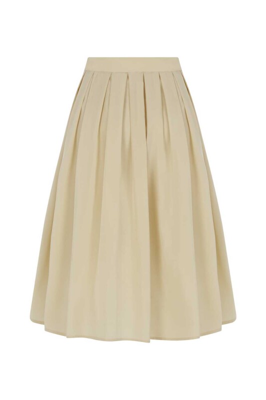 Pileli Renkli Uzun Etek Bej - 5