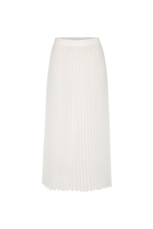 Piliseli Midi Boy Organze Etek Beyaz - 4