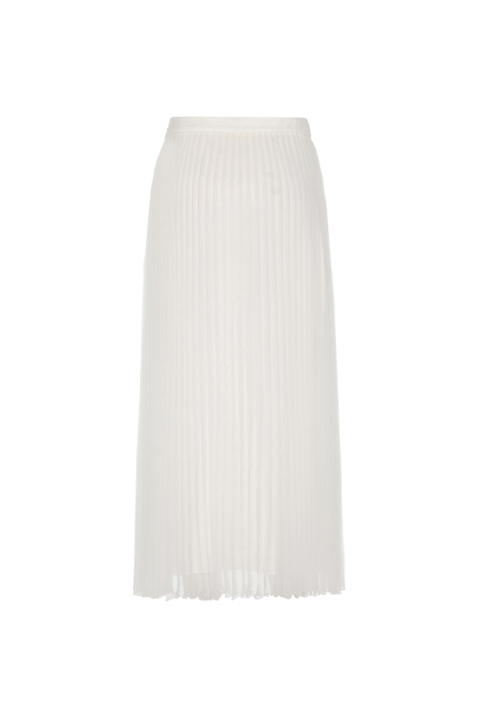 Piliseli Midi Boy Organze Etek Beyaz - 5