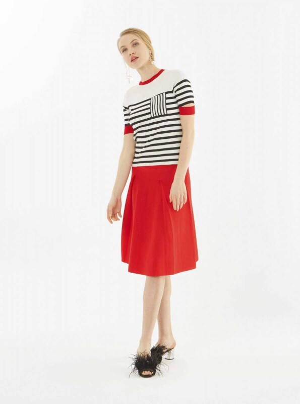 Piliseli Triko Etek Kırmızı - 3