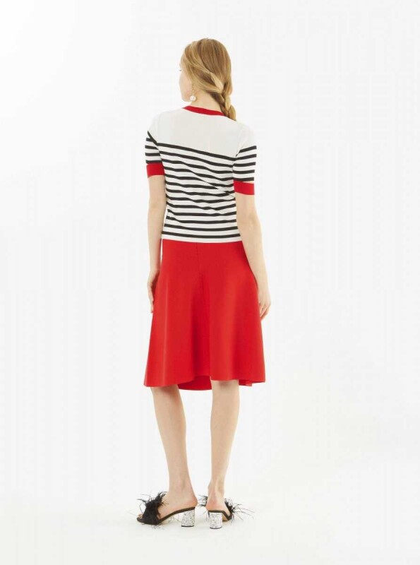 Piliseli Triko Etek Kırmızı - 2