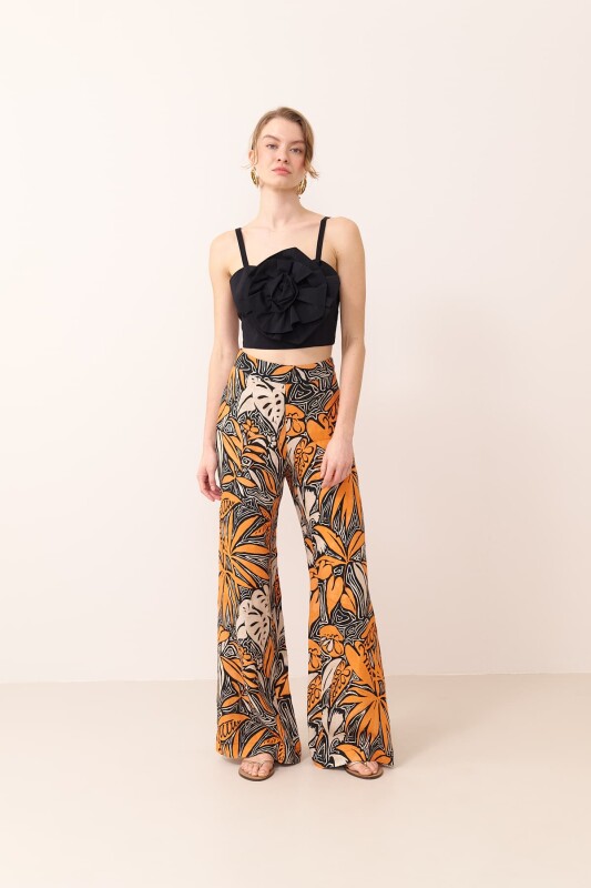 Rose Motif Strappy Poplin Bustier Black - 4