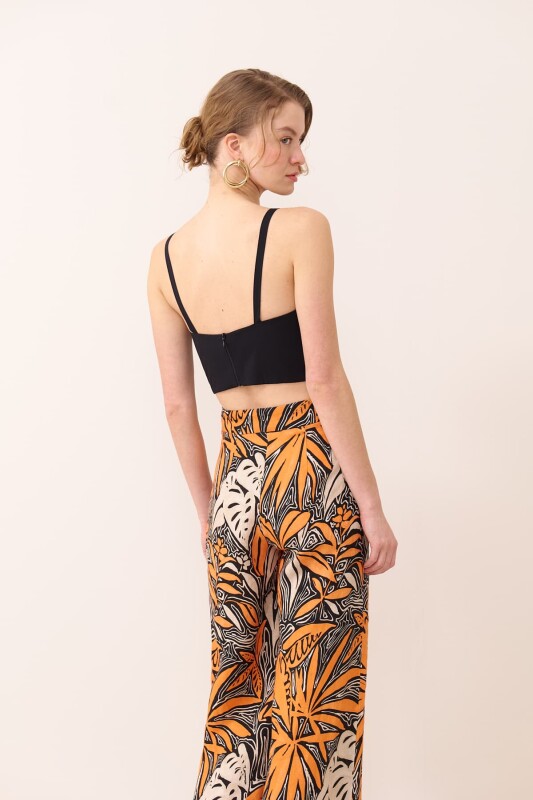 Gül Motifli Askılı Poplin Büstiyer Siyah - Roman (1)