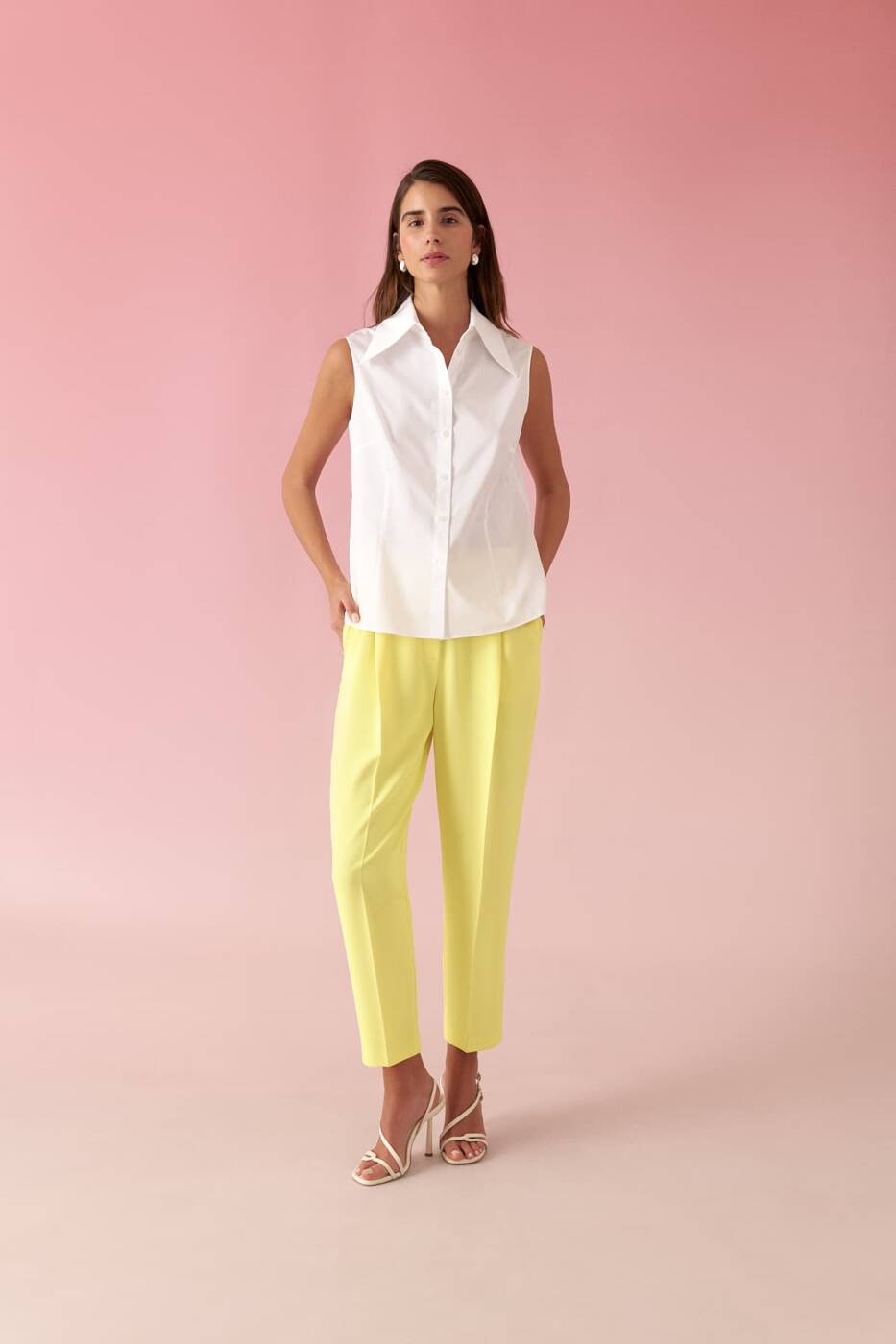 Poplin Sleeveless Shirt White - 3