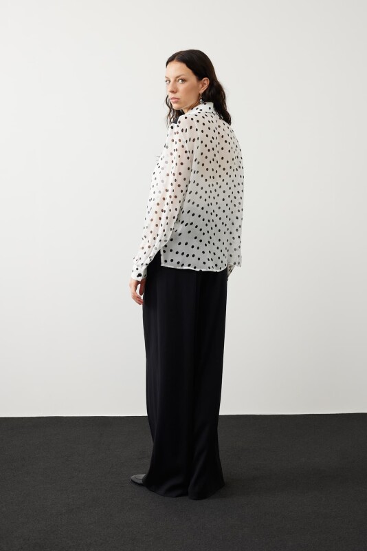 Polka Dot Pattern Long Sleeve Chiffon Shirt Original - Roman (1)