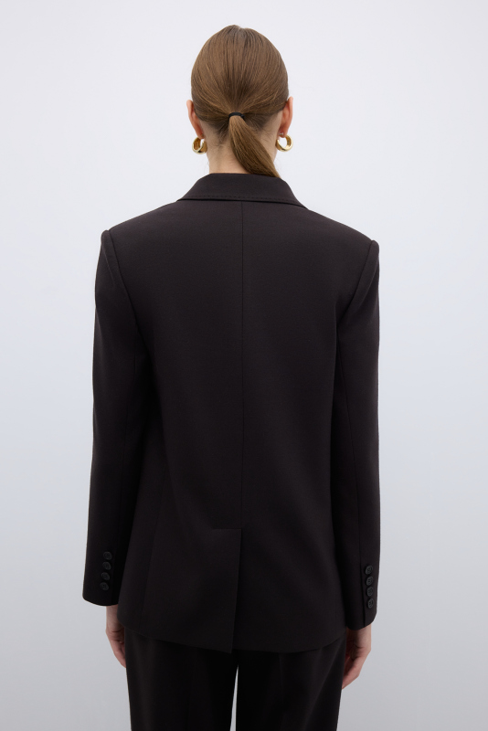 Punto Dikişli Tek Düğmeli Blazer Ceket Kahve - 2