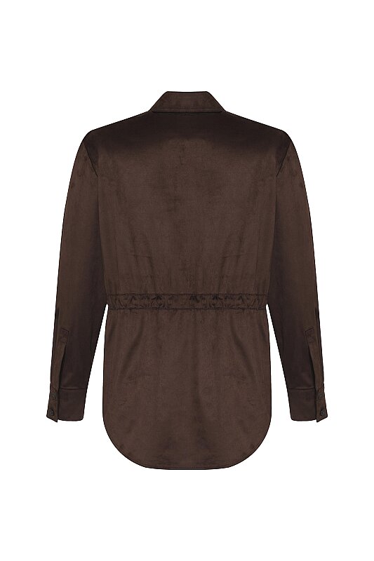Püskül Detaylı Beli Bağlanabilen Tunik Kahve - 6