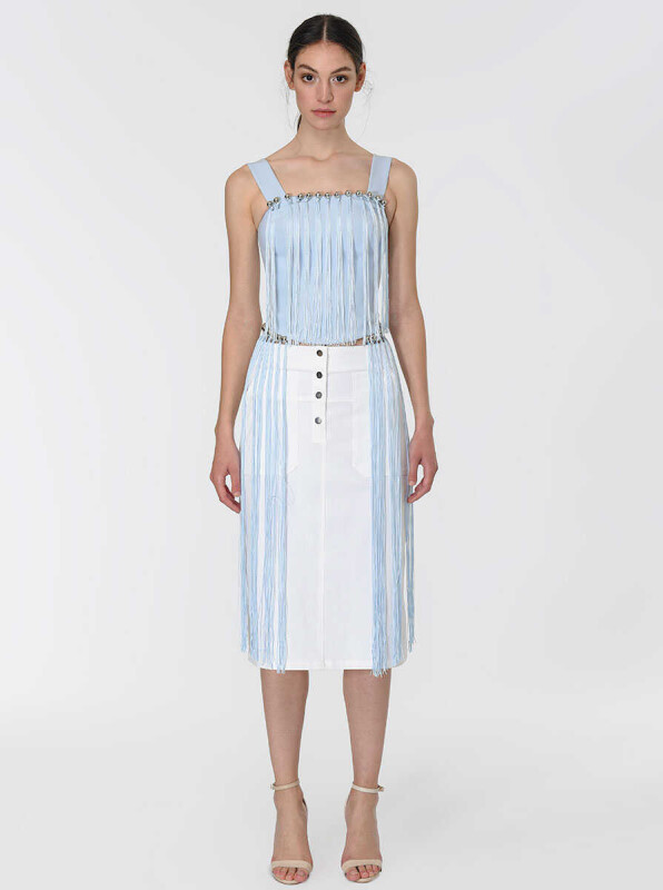 Püskül Detaylı Büstiyer Mavi - 1