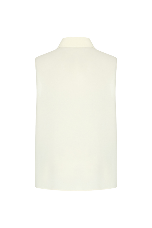 Püskül Detaylı Kolsuz Gömlek Ekru - 6