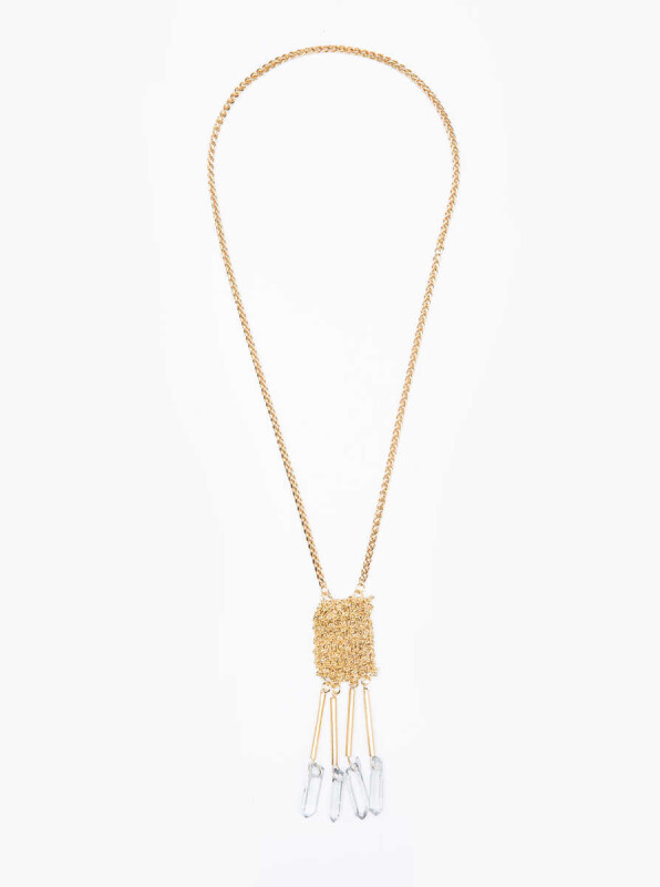 Püsküllü Zincir Kolye Gold - 1
