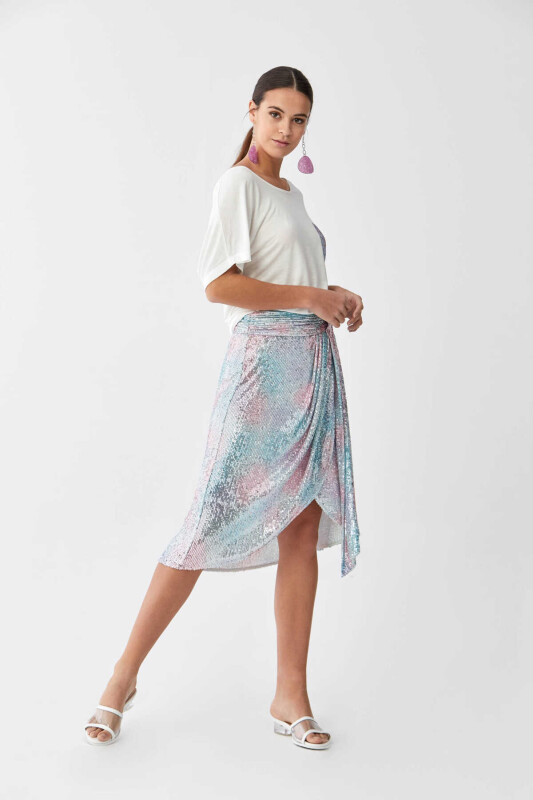 Renkli Payetli Uzun Etek Standart Renk - 3