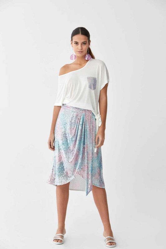 Renkli Payetli Uzun Etek Standart Renk - 4