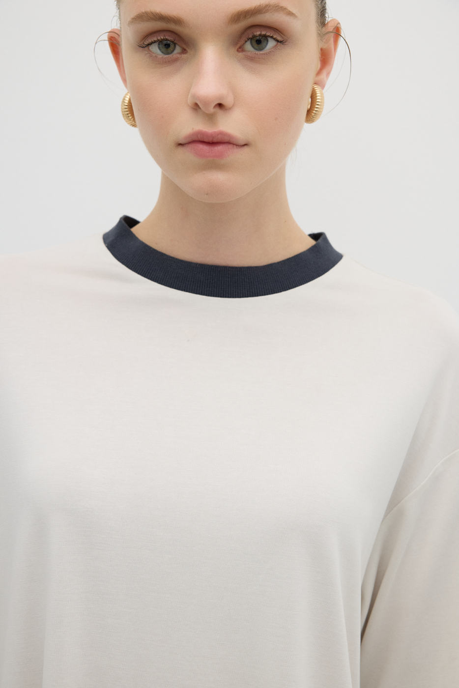 Ribana Yaka Truvakar Kol T-shirt Taş - 3
